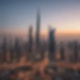 A striking skyline view of Dubai featuring iconic towers