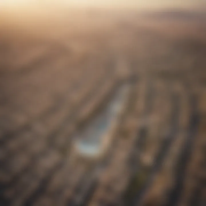 Aerial view showcasing the Valley in Dubai with its modern architecture