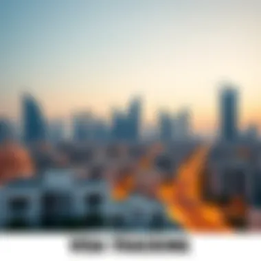 A close-up of a Dubai skyline with a focus on residential buildings.