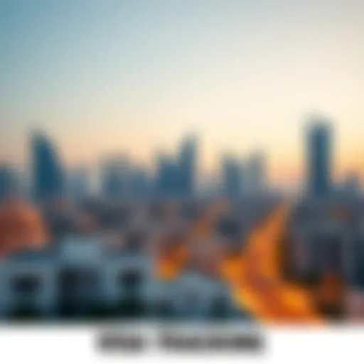 A close-up of a Dubai skyline with a focus on residential buildings.