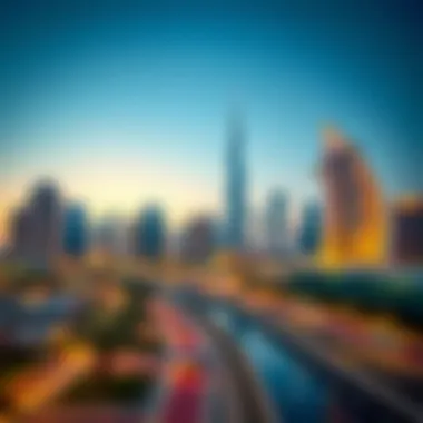 Business Bay Skyline: A Dynamic Urban Landscape A vibrant depiction of Business Bay's skyline, highlighting its dynamic urban landscape.