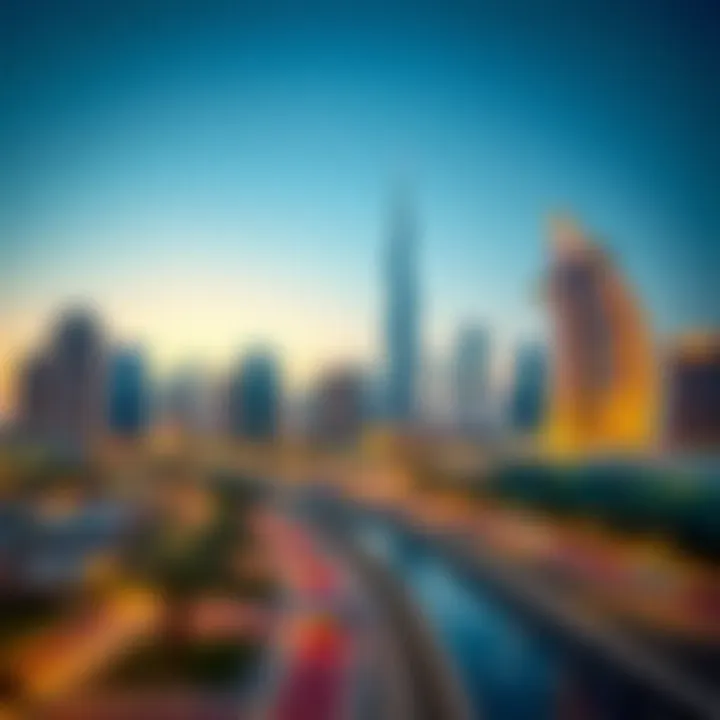 Business Bay Skyline: A Dynamic Urban Landscape A vibrant depiction of Business Bay's skyline, highlighting its dynamic urban landscape.