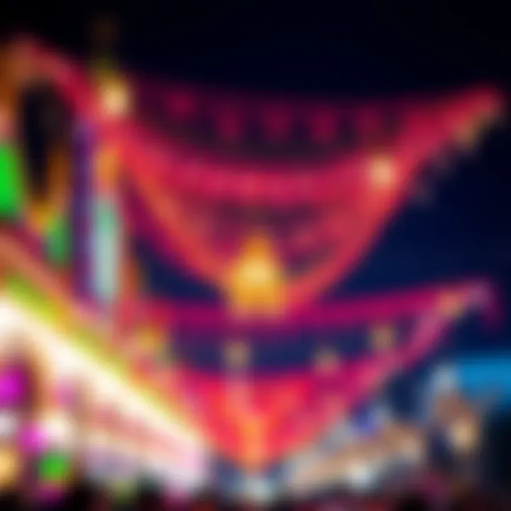 A vibrant Eid festival celebration with decorations and lights