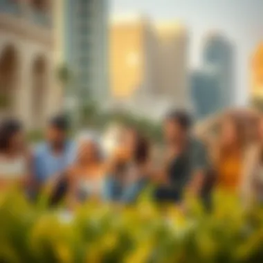 Diverse group of expatriates enjoying life in Dubai