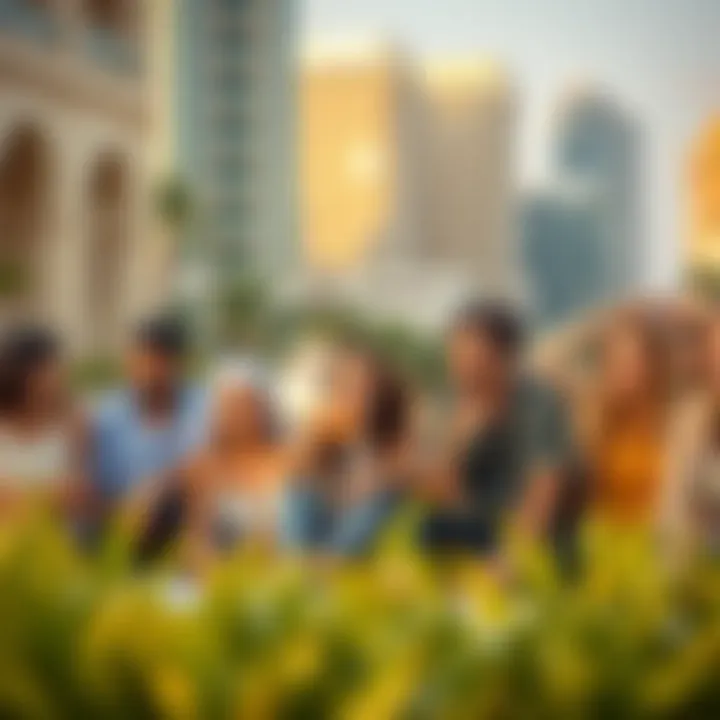 Diverse group of expatriates enjoying life in Dubai