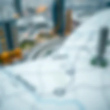 Map highlighting different neighborhoods in Dubai