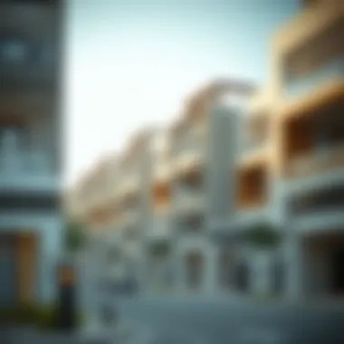 Modern residential buildings in Mussafah M37 area