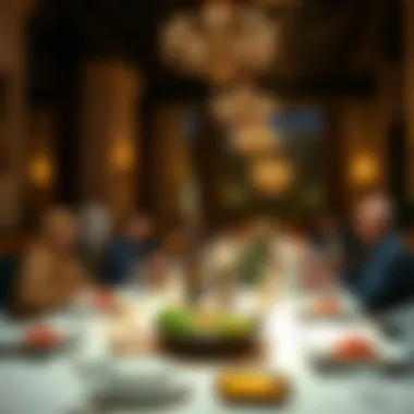 Traditional Iftar Meal in Dubai Traditional iftar meal setting in a lavish Dubai restaurant.