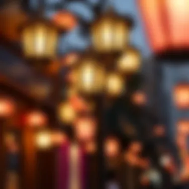 Lanterns Lighting Up Dubai Streets Decorative lanterns illuminating a vibrant Dubai street during Ramadan.