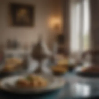 Traditional Iftar Table Setting A beautifully arranged table set for Iftar, showcasing traditional dishes.