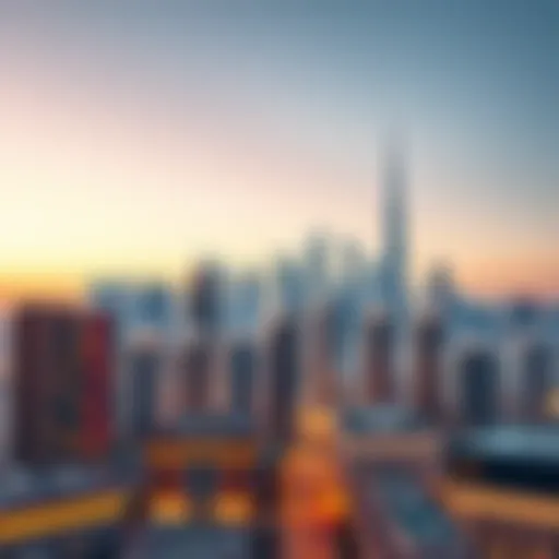 Illustration of Dubai skyline highlighting various apartment buildings