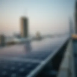 A close-up view of solar panels installed on a rooftop in Dubai