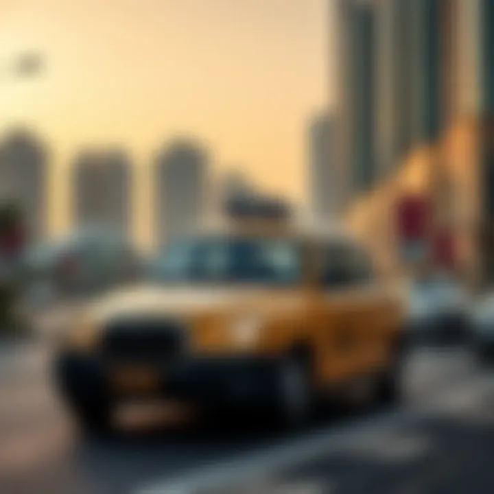 Dubai Taxi in the Urban Landscape Dubai taxi in the cityscape
