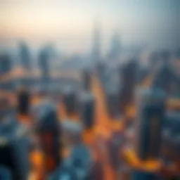 Overview of Dubai skyline with real estate developments