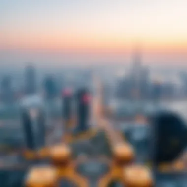 Panoramic view of Dubai skyline from Wasl 1 Residences